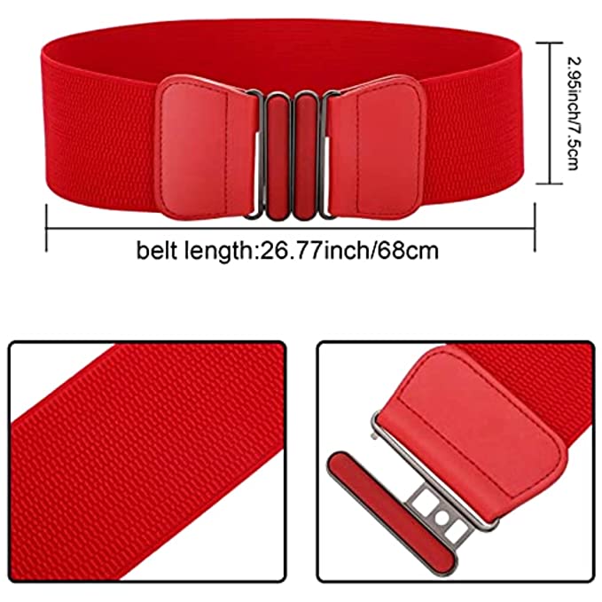 Redhorns Elastic Ladies Wide Belt#color_red