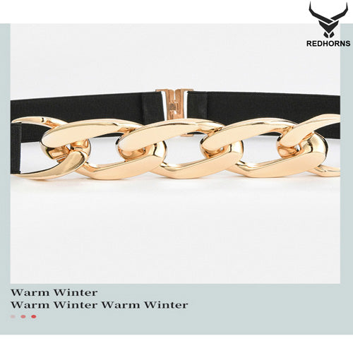 Linked Chain Design Ladies Belt#color_black