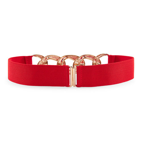 Linked Chain Design Ladies Belt#color_red