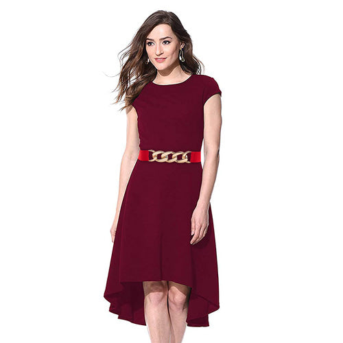 Linked Chain Design Ladies Belt#color_red