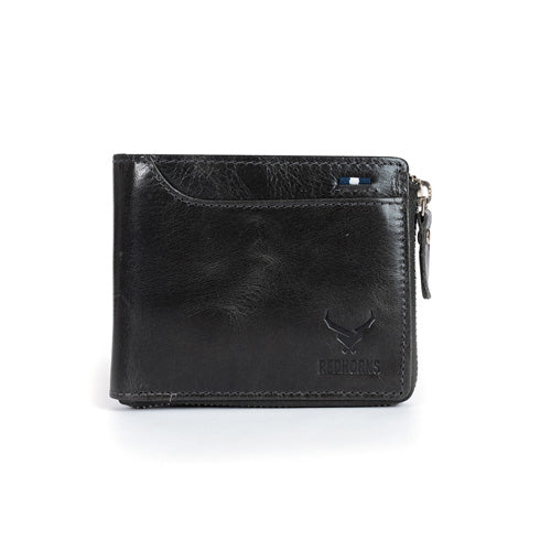 Men's Genuine Leather Bi-Fold Wallet Tan#color_black