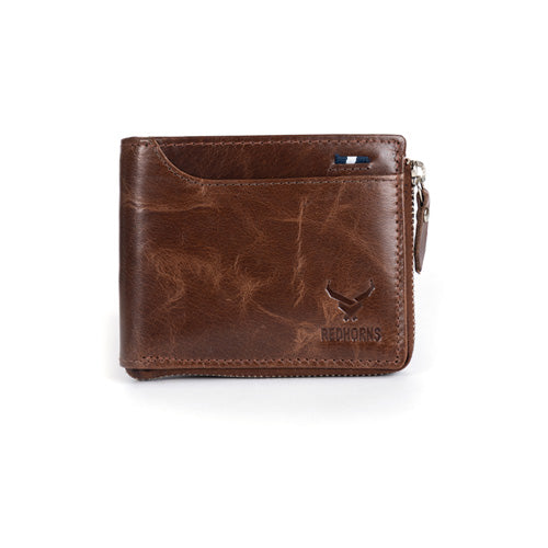 Men's Genuine Leather Bi-Fold Wallet Tan#color_brown