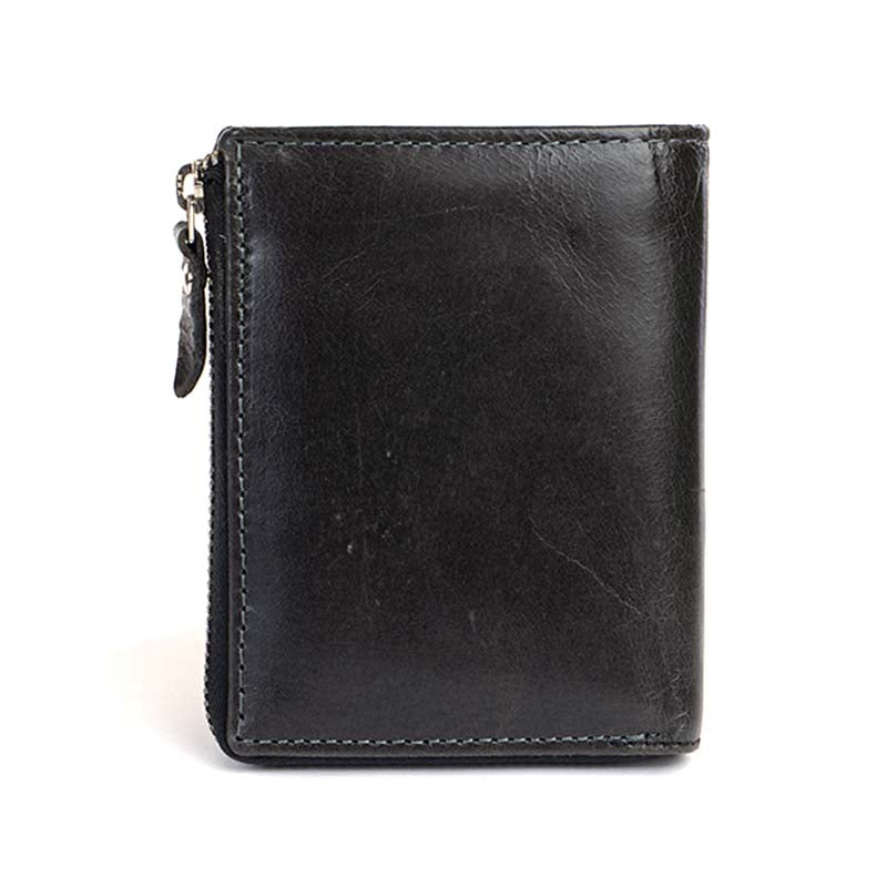 Men's Genuine Leather Bi-Fold Wallet#color_black