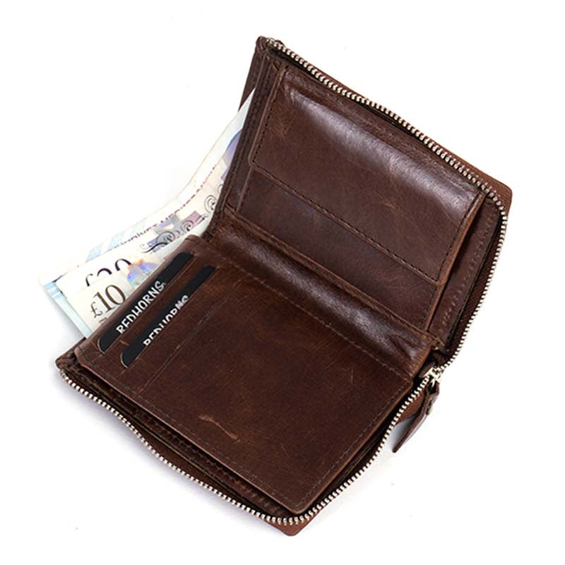Mens Wallet Brown Open Inside#color_brown