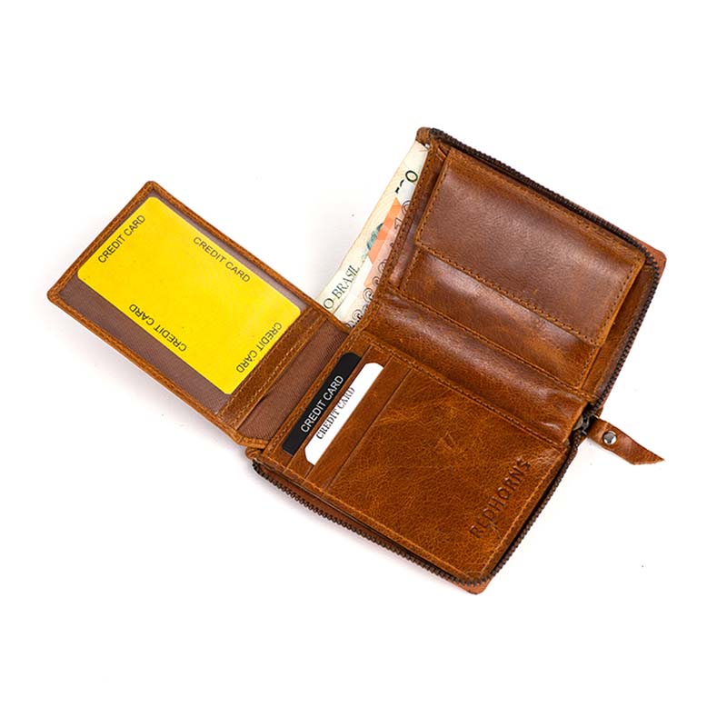 Men's Genuine Leather Bi-Fold Wallet#color_tan