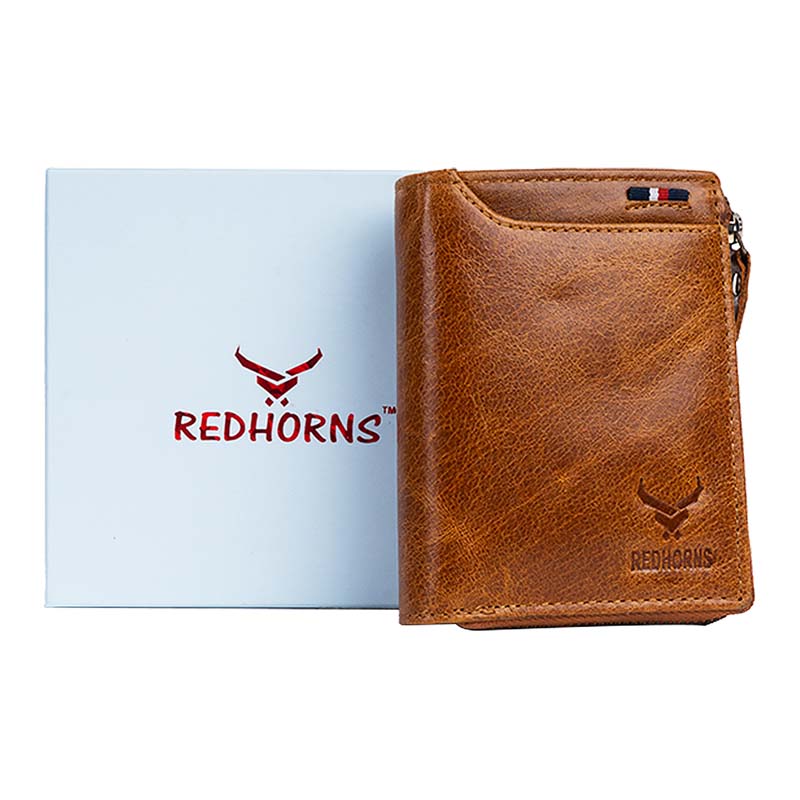 Men's Genuine Leather Bi-Fold Wallet#color_tan