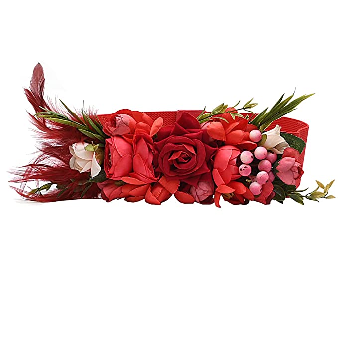Redhorns Elastic Ladies Wide Belt#color_red