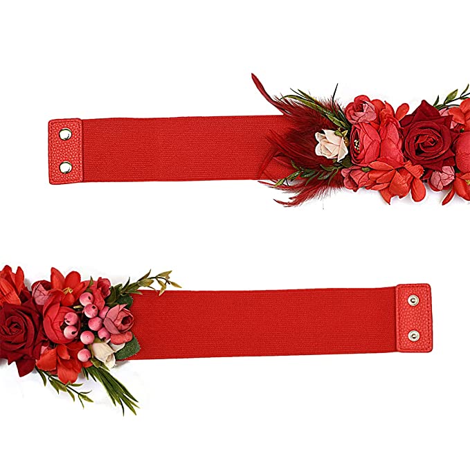 Redhorns Elastic Ladies Wide Belt#color_red