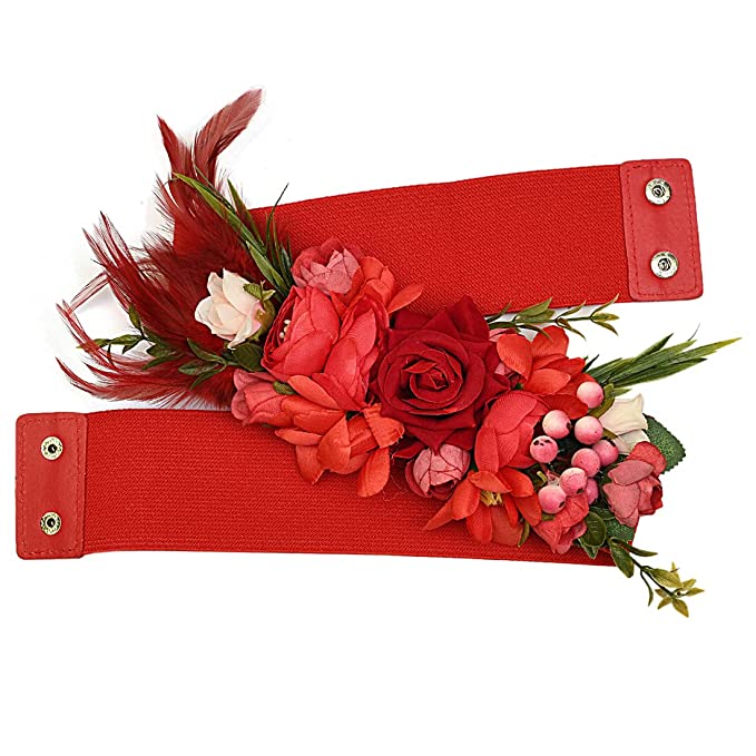 Redhorns Elastic Ladies Wide Belt#color_red