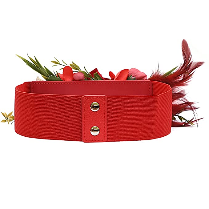 Redhorns Elastic Ladies Wide Belt#color_red