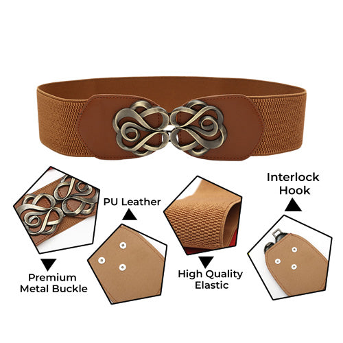 Redhorns Designer Elastic Ladies Waist Belt#color_brown