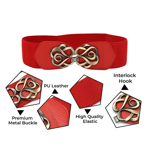 Redhorns Designer Elastic Ladies Waist Belt#color_red