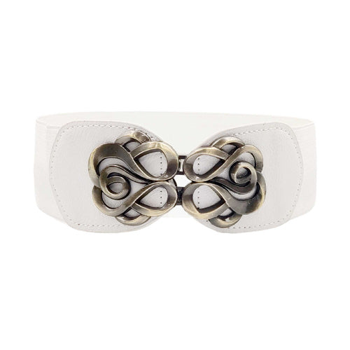 Redhorns Designer Elastic Ladies Waist Belt#color_white