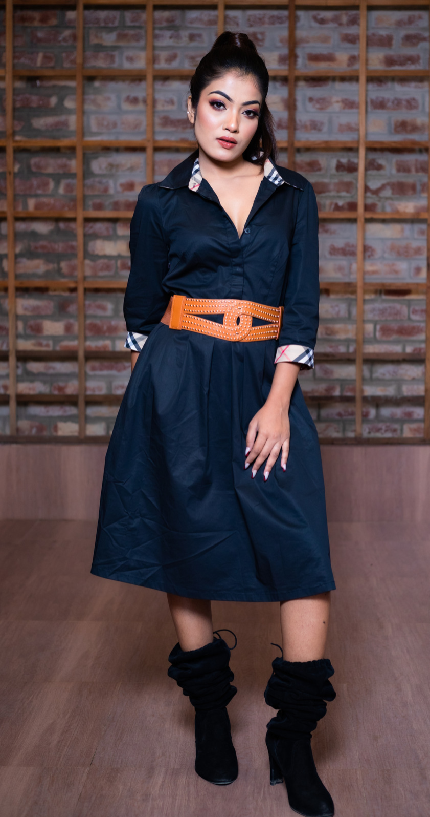 Redhorns Elastic Ladies Wide Belt#color_brown