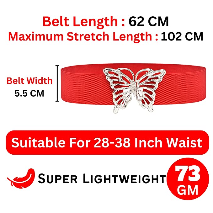 Redhorns Elastic Ladies Wide Belt#color_red