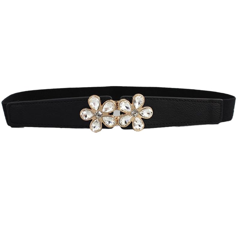 Floral Design Elastic Fabric Slim Belt for Women Dresses