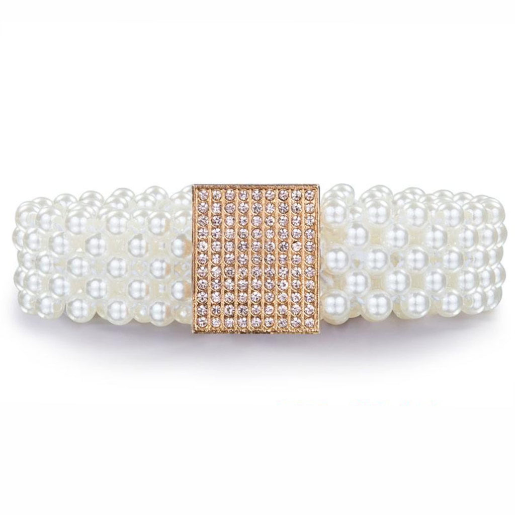 REDHORNS Stone Studded Design Beaded Slim Belt for Women Dresses