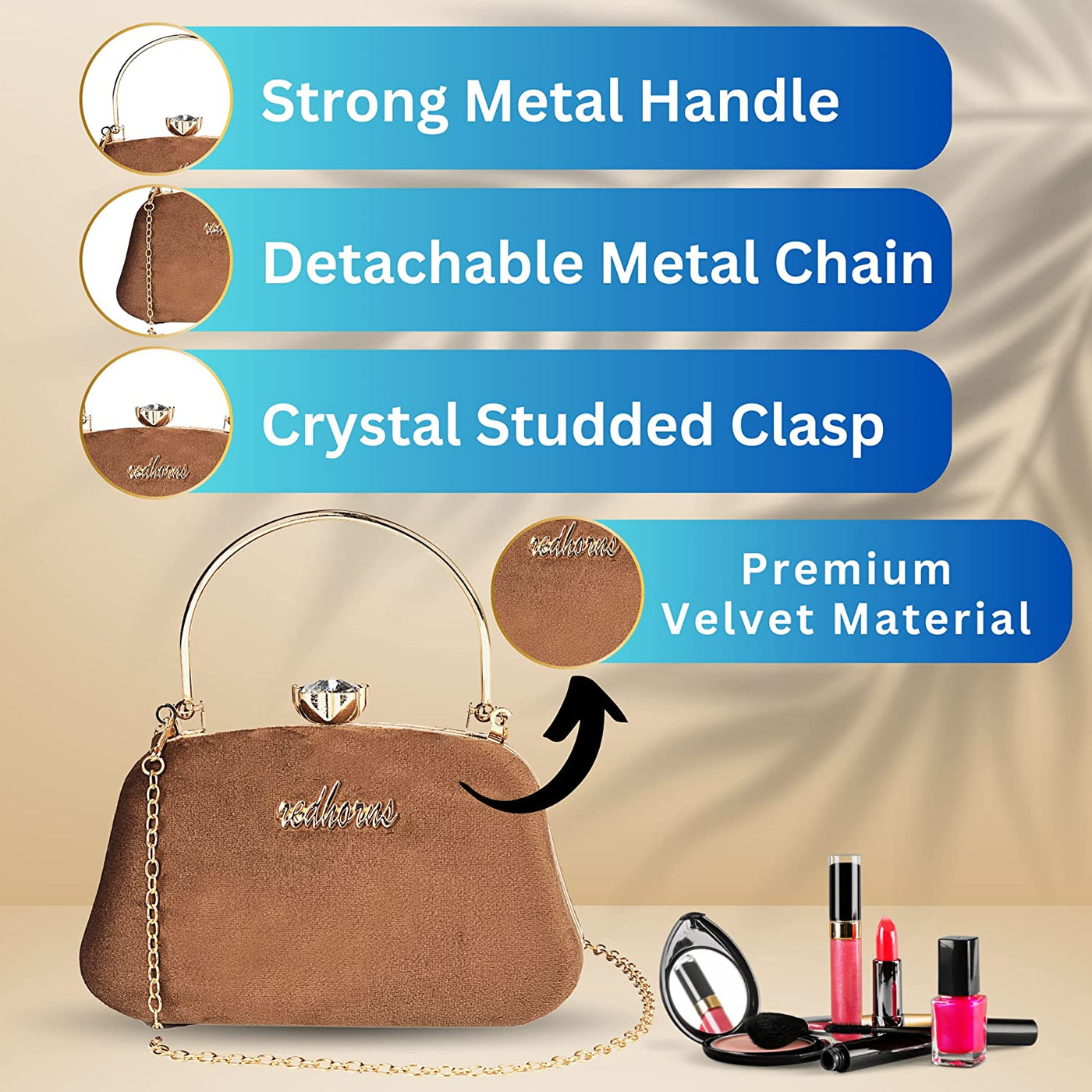 Designer Ladies Clutches#color_brown
