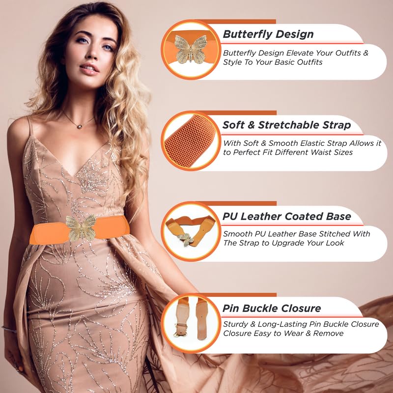 Redhorns Elastic Ladies Wide Belt#color_tan