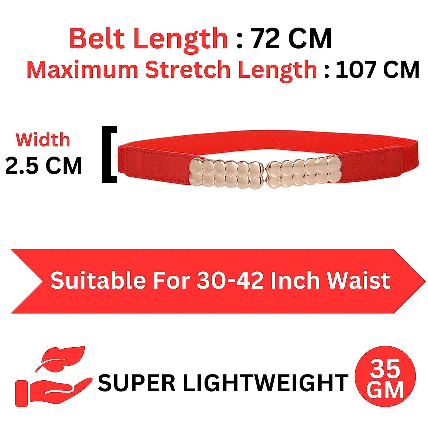 Redhorns Elastic Ladies Wide Belt#color_red