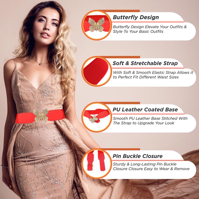Redhorns Elastic Ladies Wide Belt#color_red