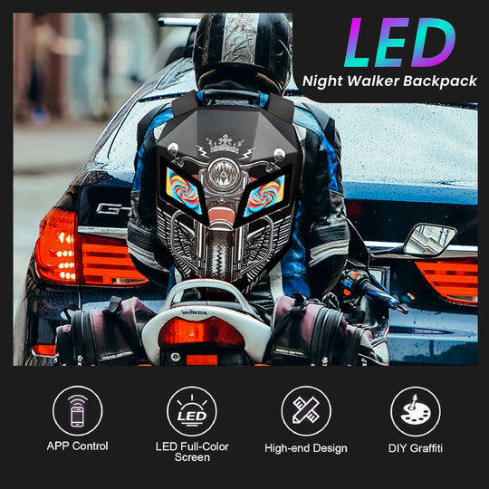 Waterproof laptop riding led bag#color_black-print