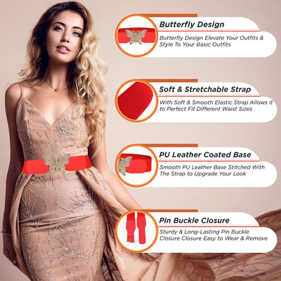 Redhorns Elastic Ladies Wide Belt#color_red