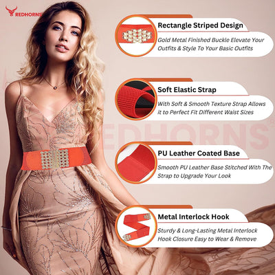 Redhorns Elastic Ladies Wide Belt#color_red