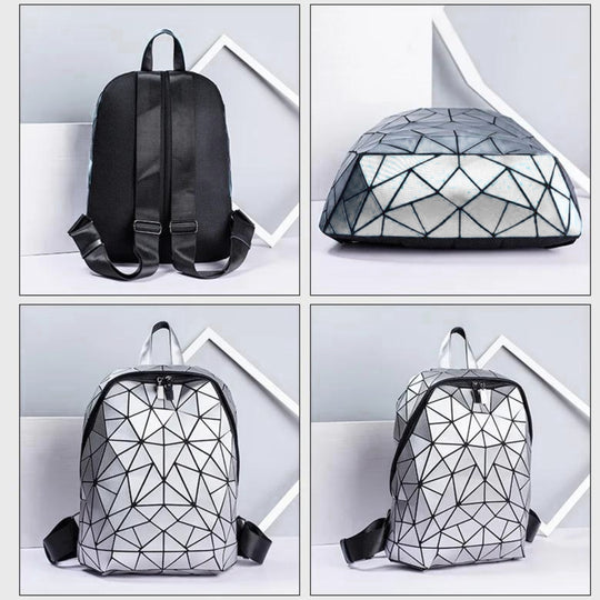 Faux Leather Holographic Backpack For Men & Women