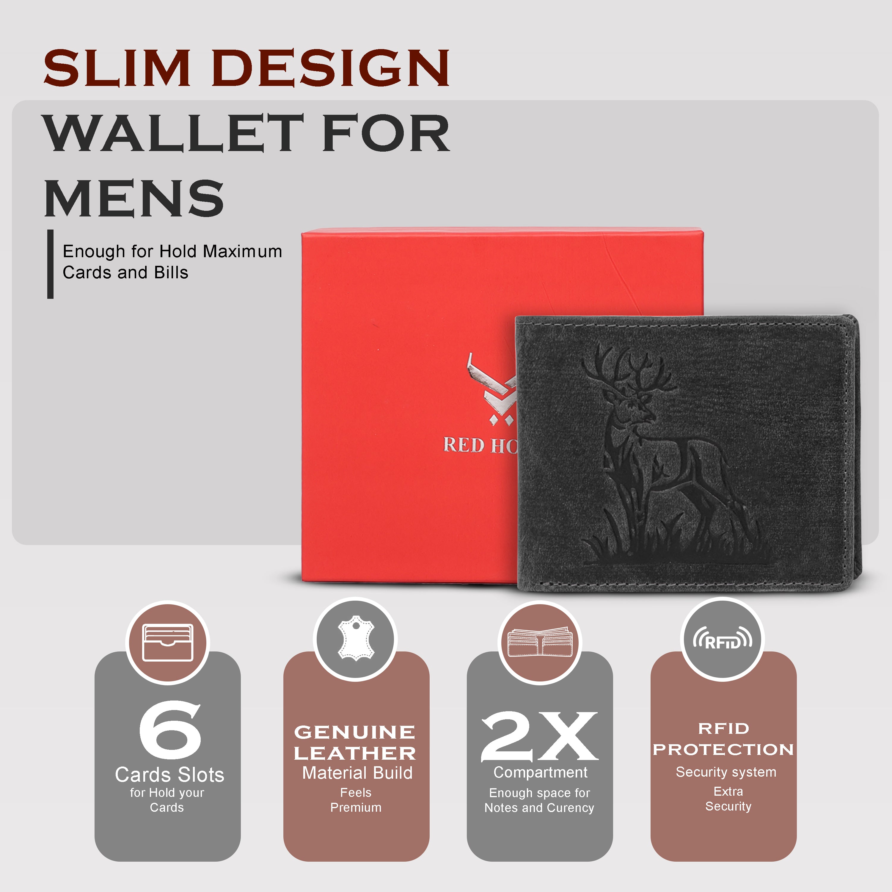 Rfid protected men leather wallet#color_dark-grey