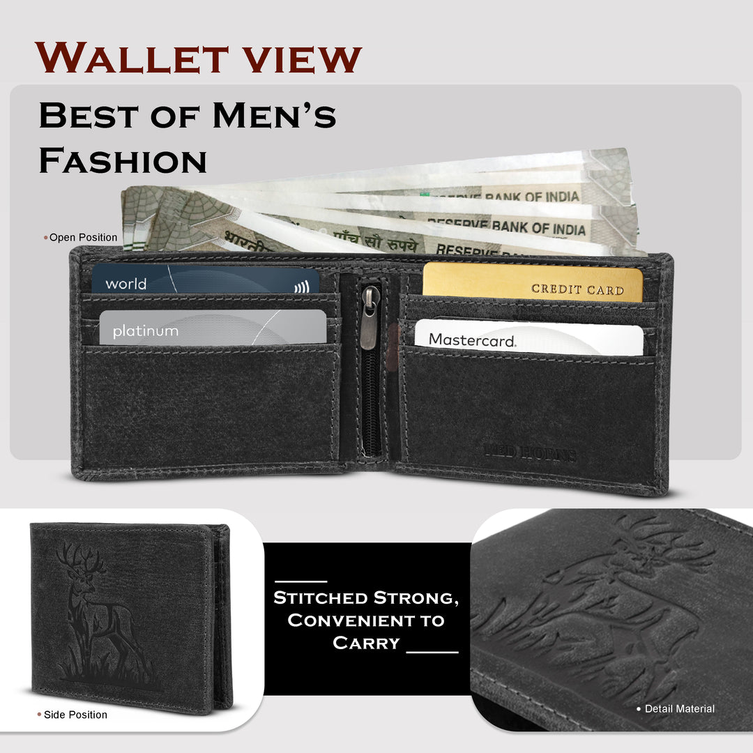 Rfid protected men leather wallet#color_dark-grey