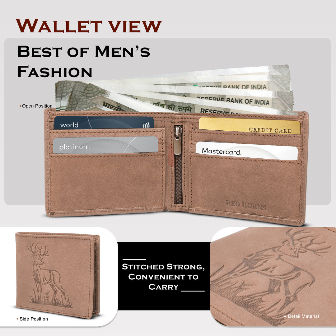 Rfid protected men leather wallet#color_light-brown