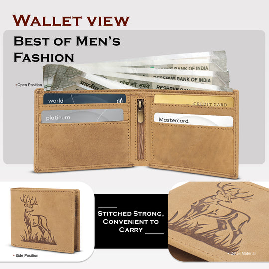 Rfid protected men leather wallet#color_tan