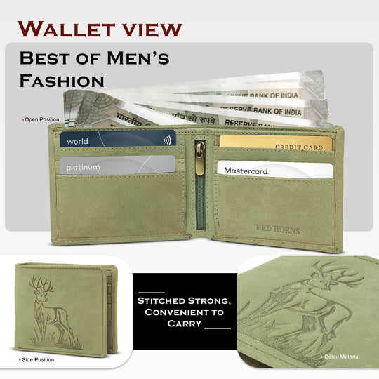 Rfid protected men leather wallet#color_green