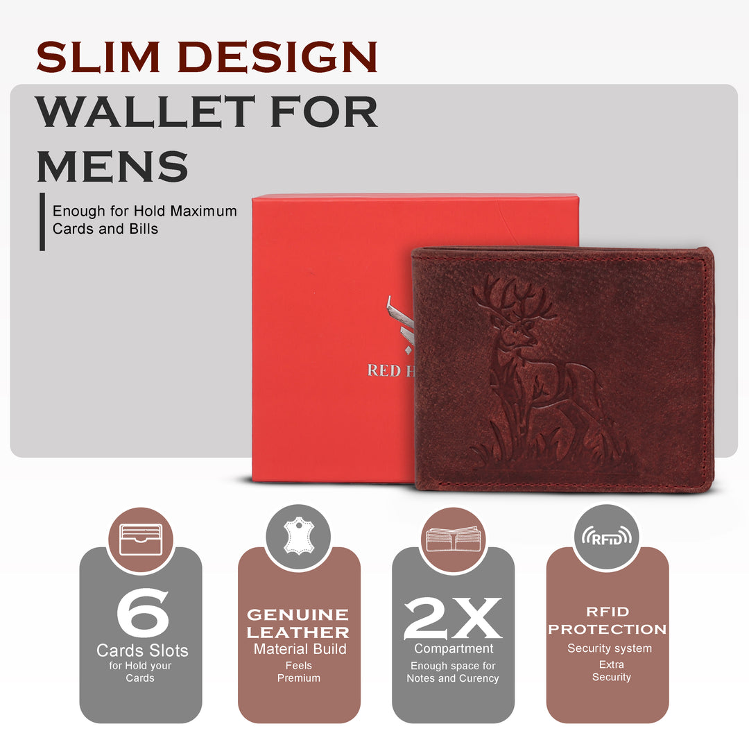 Rfid protected men leather wallet#color_maroon