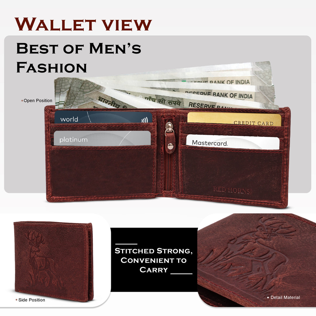 Rfid protected men leather wallet#color_maroon