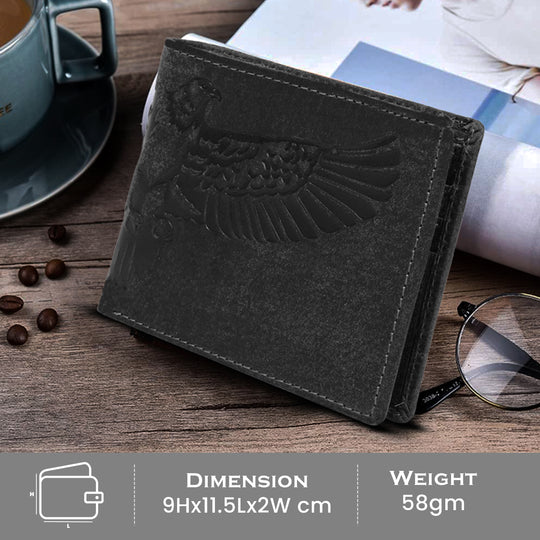 Men's leather wallet rfid protected slim wallet bifold wallet#color_dark-grey