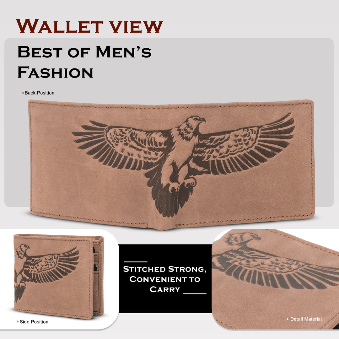 Men's leather wallet rfid protected slim wallet bifold wallet#color_light-brown