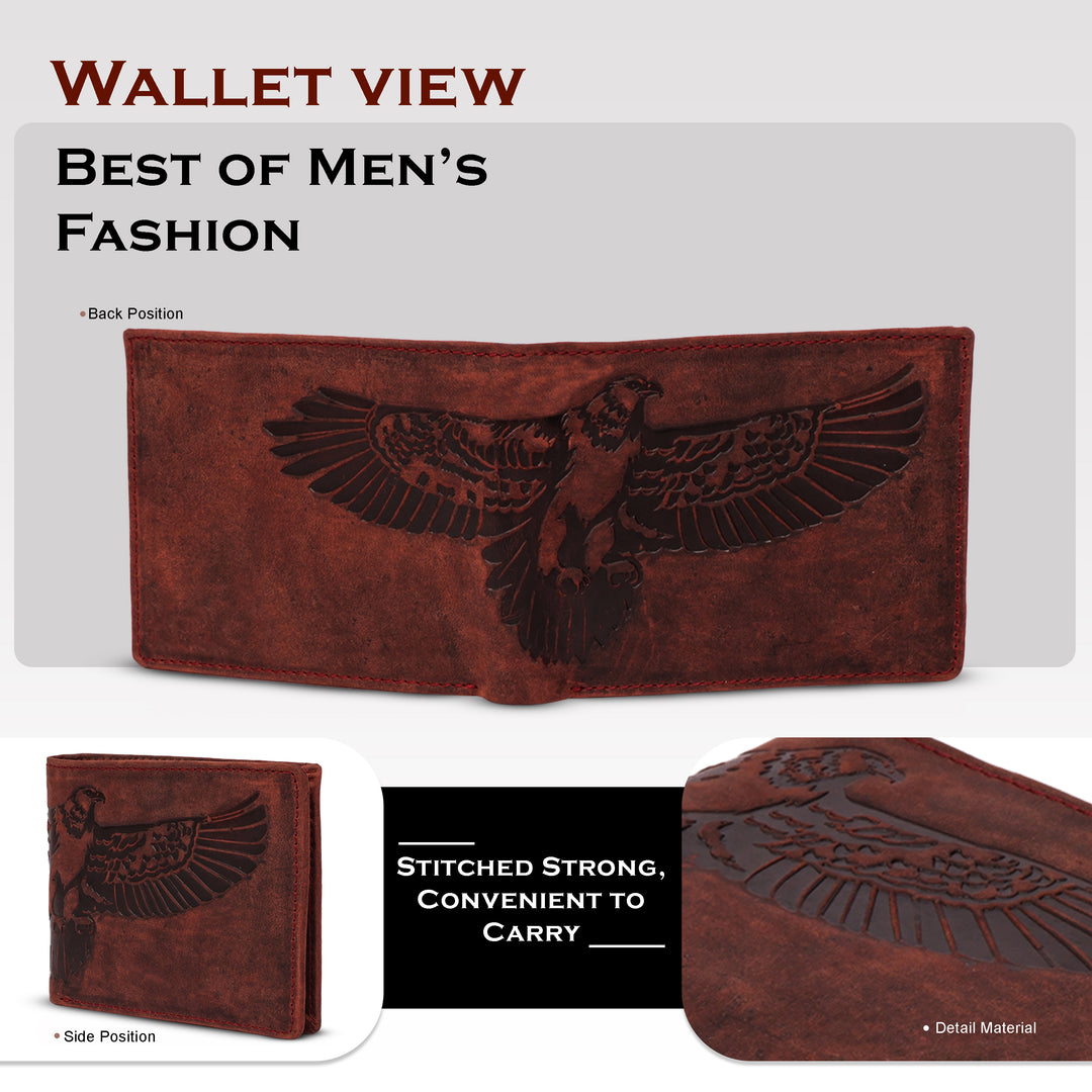 Men's leather wallet rfid protected slim wallet bifold wallet#color_maroon