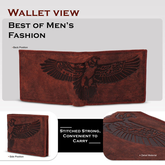 Men's leather wallet rfid protected slim wallet bifold wallet#color_maroon