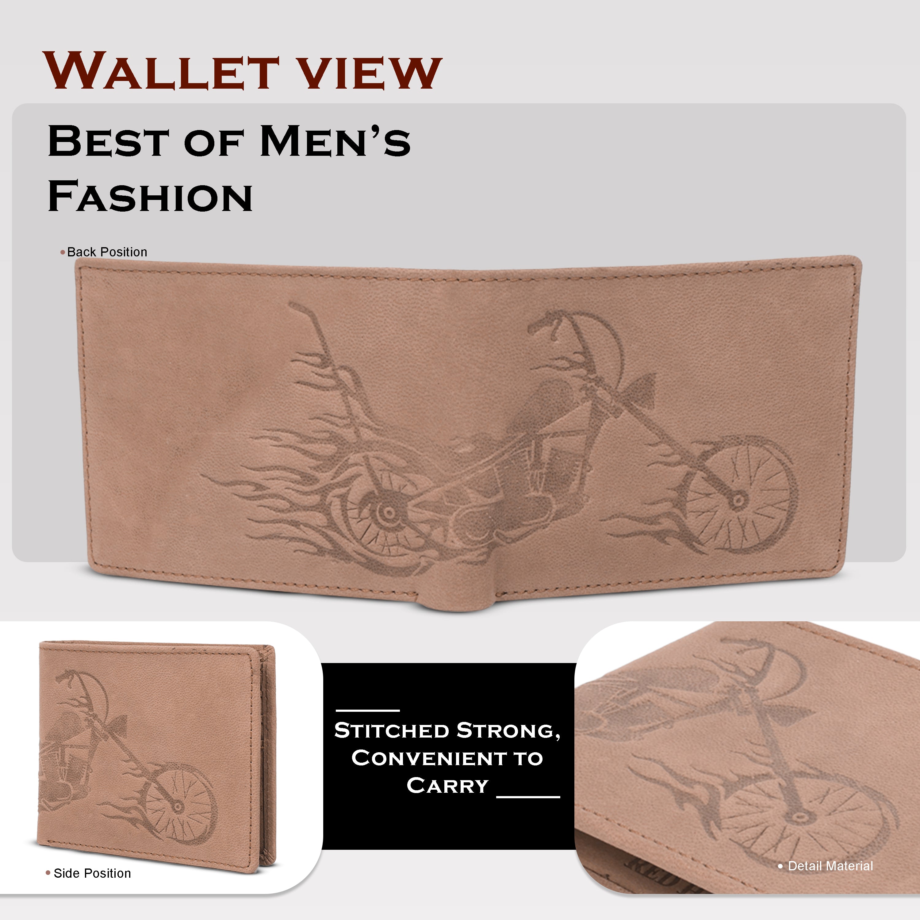 Men's leather wallet rfid protected slim wallet bifold wallet#color_light-brown