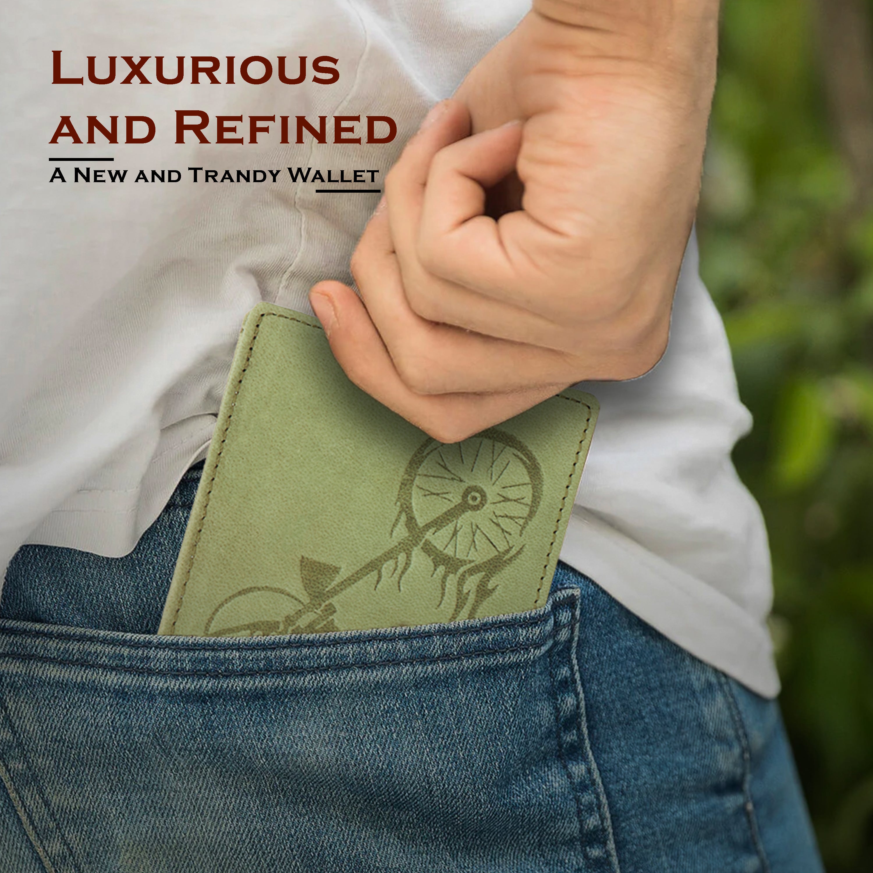 Men's leather wallet rfid protected slim wallet bifold wallet#color_green