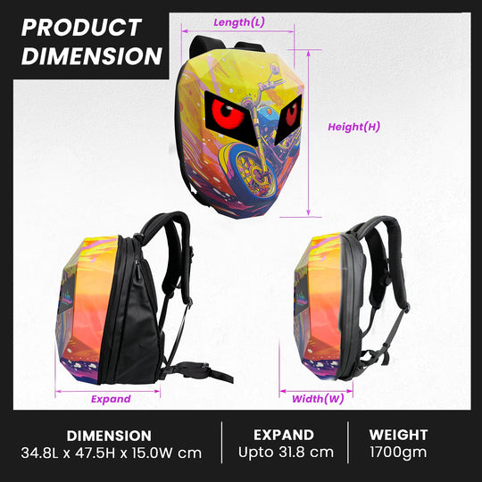 Waterproof laptop riding led bag#color_yellow-graphic