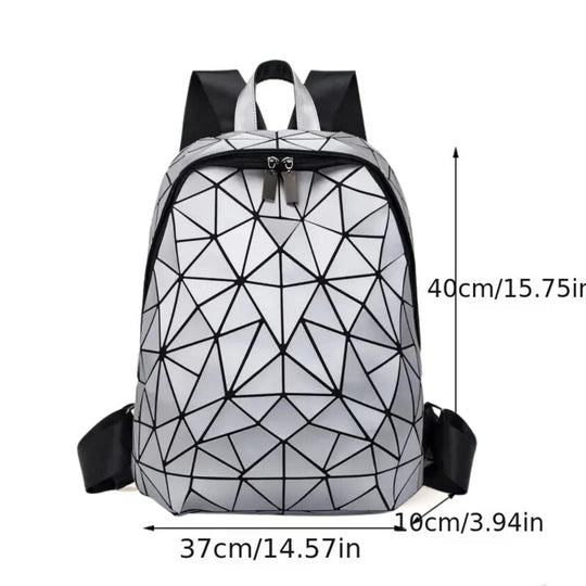 Faux Leather Holographic Backpack For Men & Women
