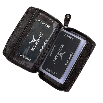 Redhorns Mens Genuine Leather Card Holder#color_brown