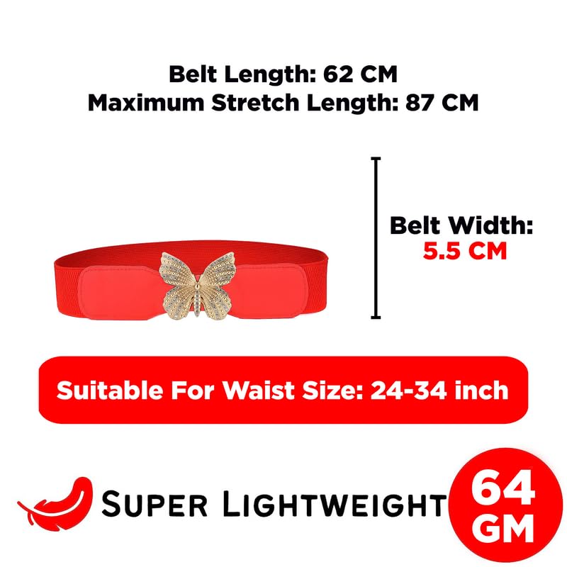 Redhorns Elastic Ladies Wide Belt#color_red