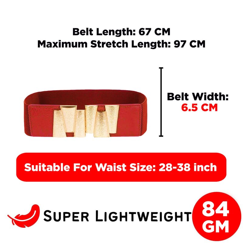 Redhorns Elastic Ladies Wide Belt#color_red