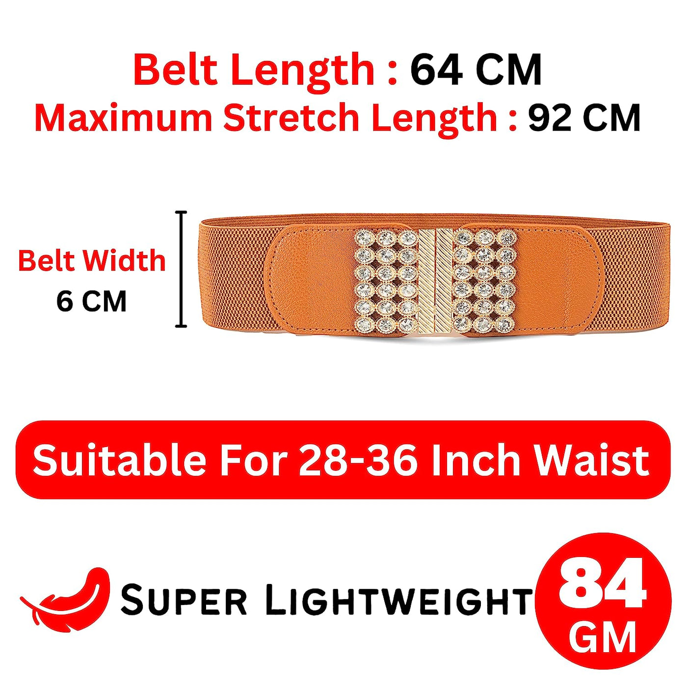 Redhorns Elastic Ladies Wide Belt#color_tan