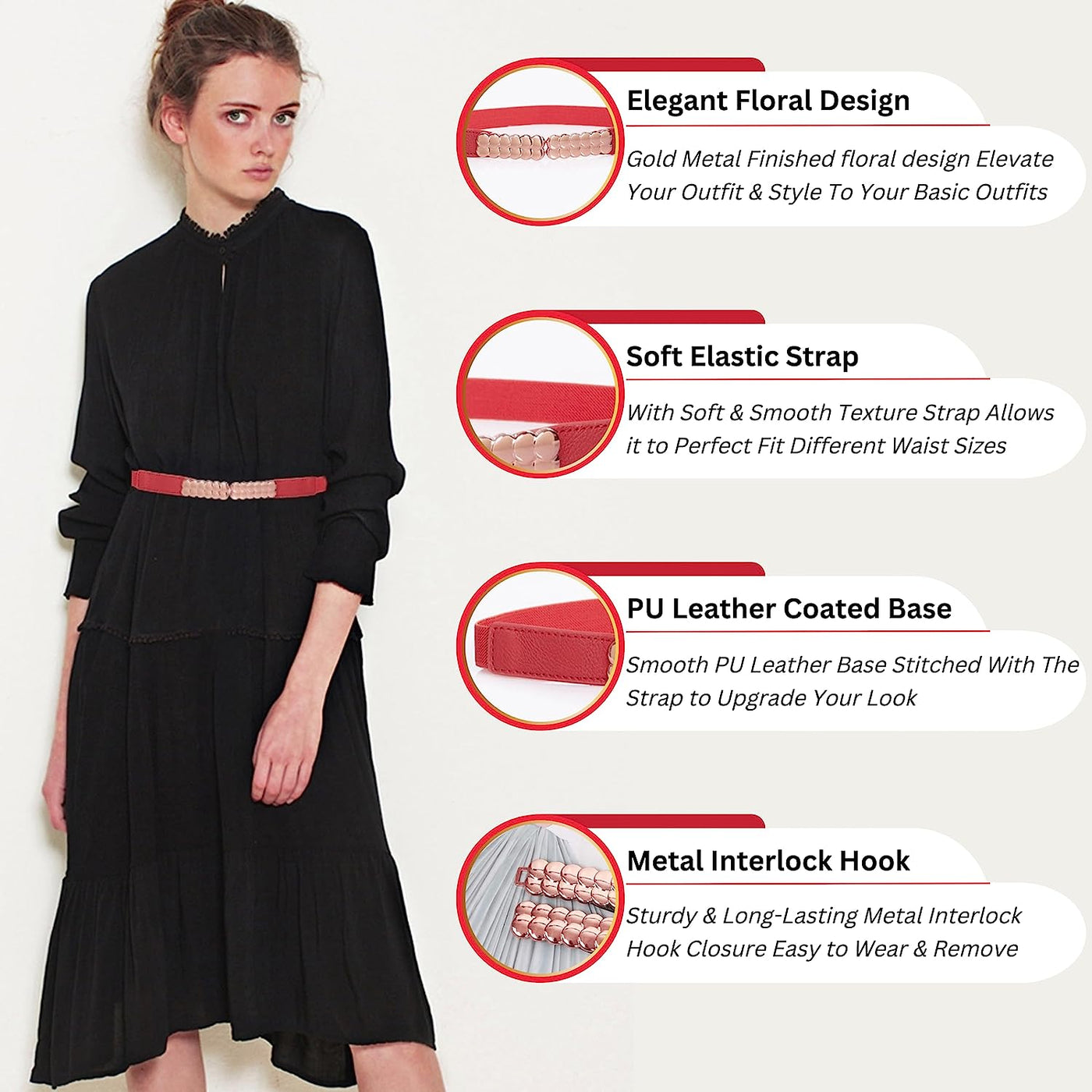 Redhorns Elastic Ladies Wide Belt#color_red