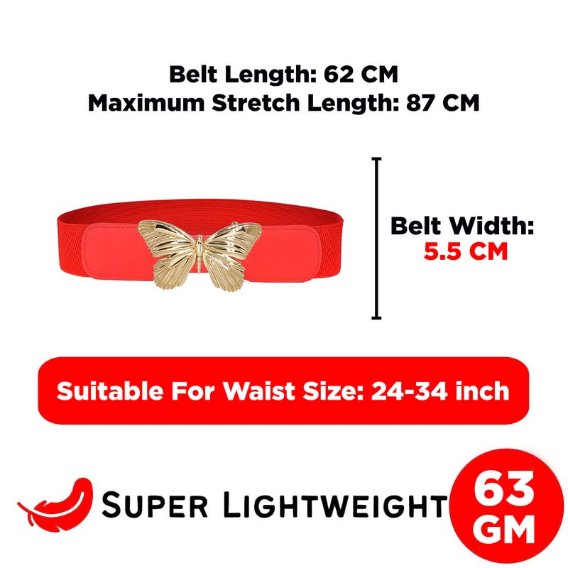 Redhorns Elastic Ladies Wide Belt#color_red